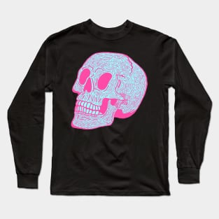 Skull Doodle (Pink) Long Sleeve T-Shirt